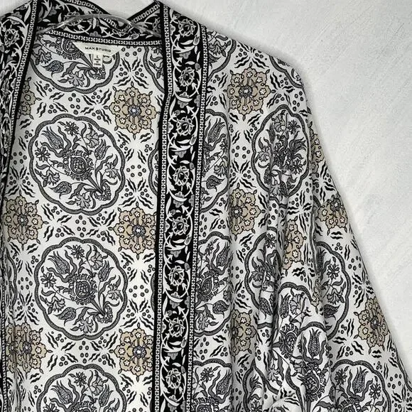 MAX Studio Open Patterned Kimono Cardigan Large - Picture 3 of 7